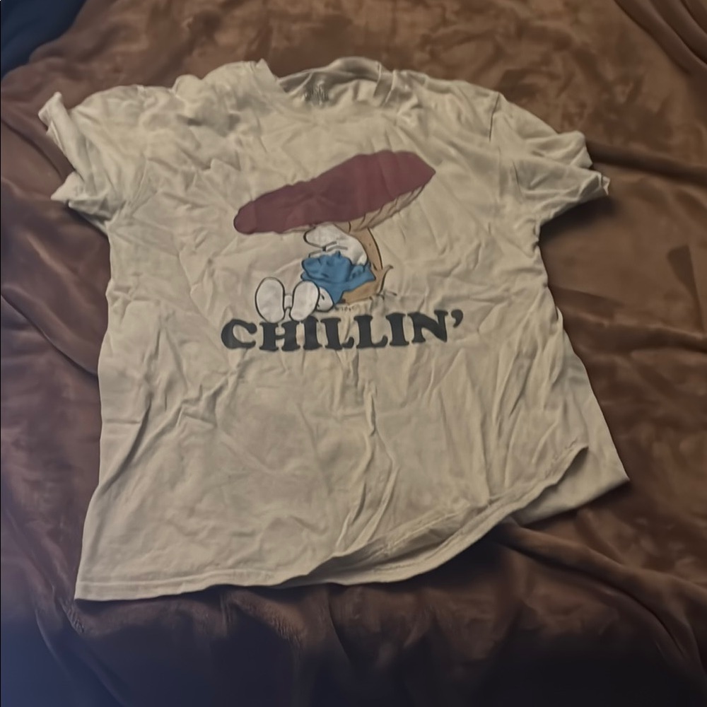 White T-Shirt with Cartoon Graphic